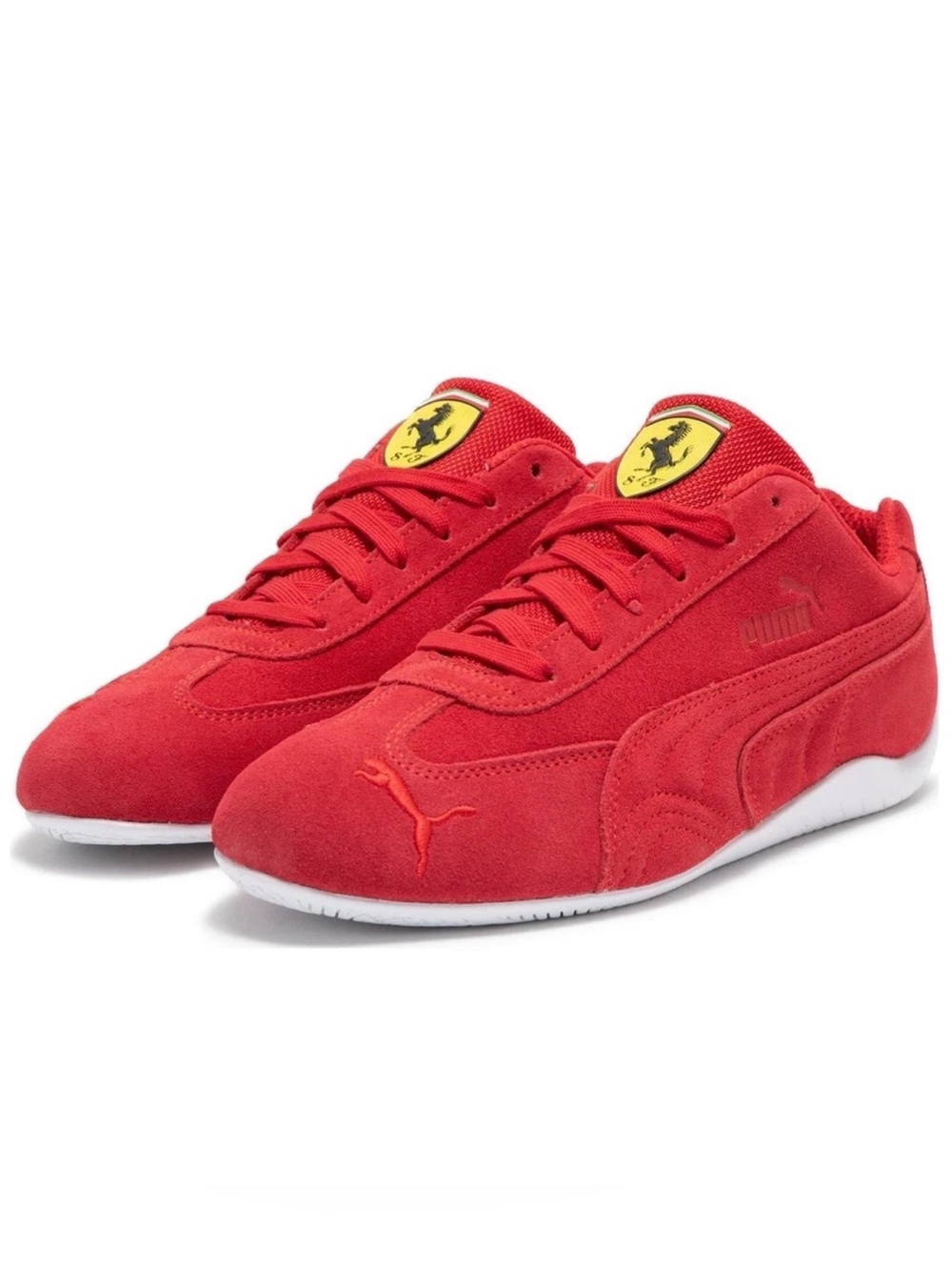 Puma Men’s Red Suede Athletic Sneakers with Ferrari Shield